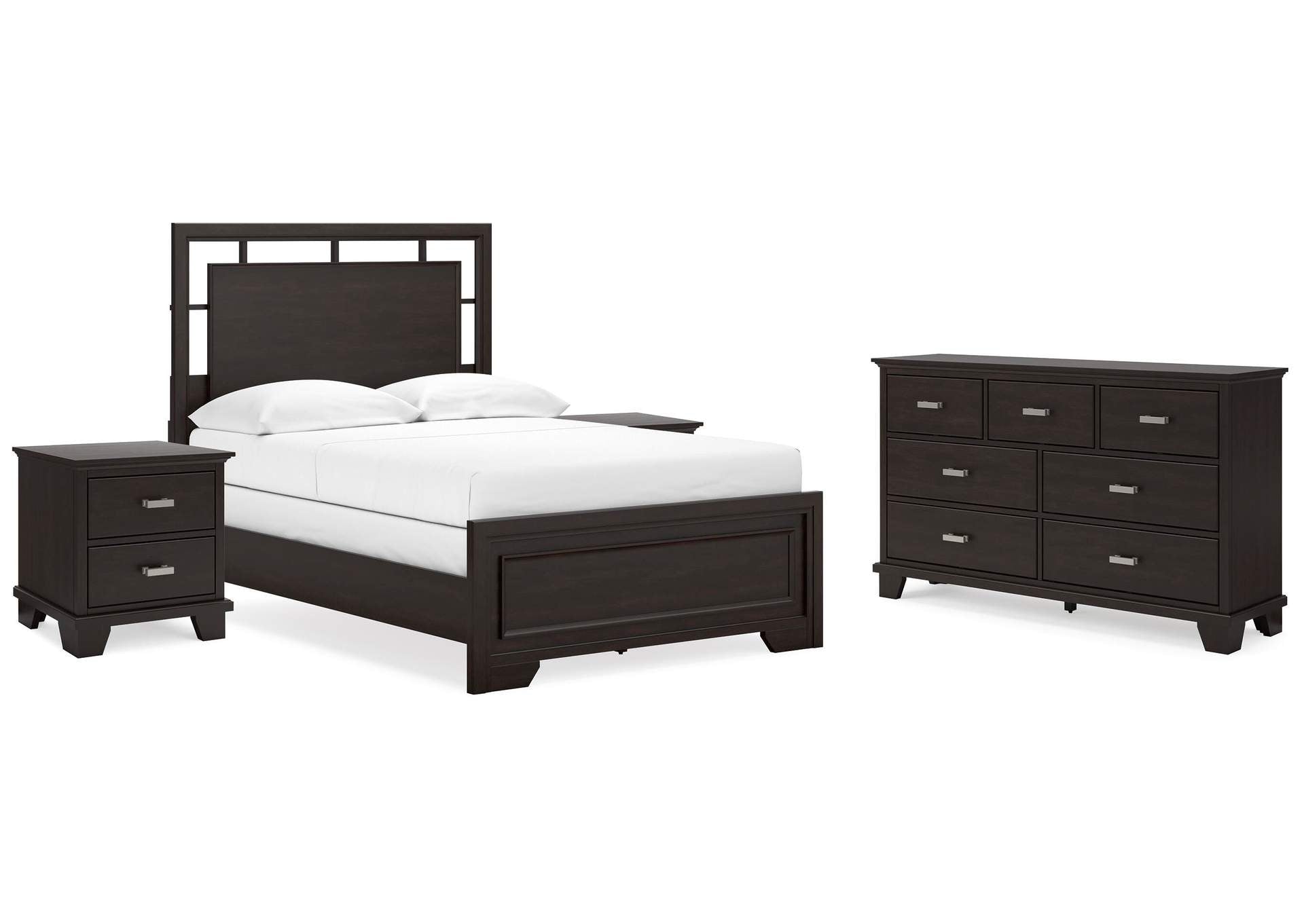 Covetown Full Panel Bed, Dresser and 2 Nightstands
