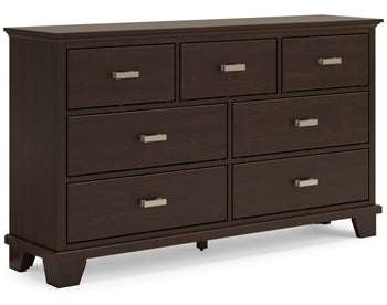 Covetown Dresser in Dark Brown, closed view