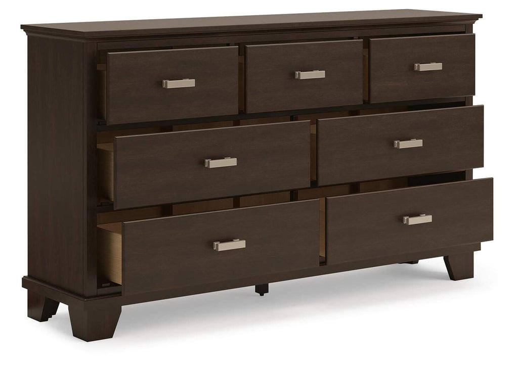 Covetown Full Panel Bed with Dresser angled view