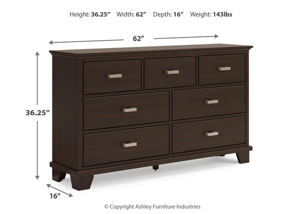 Covetown California King Panel Bed with Dresser and Nightstand dimensions
