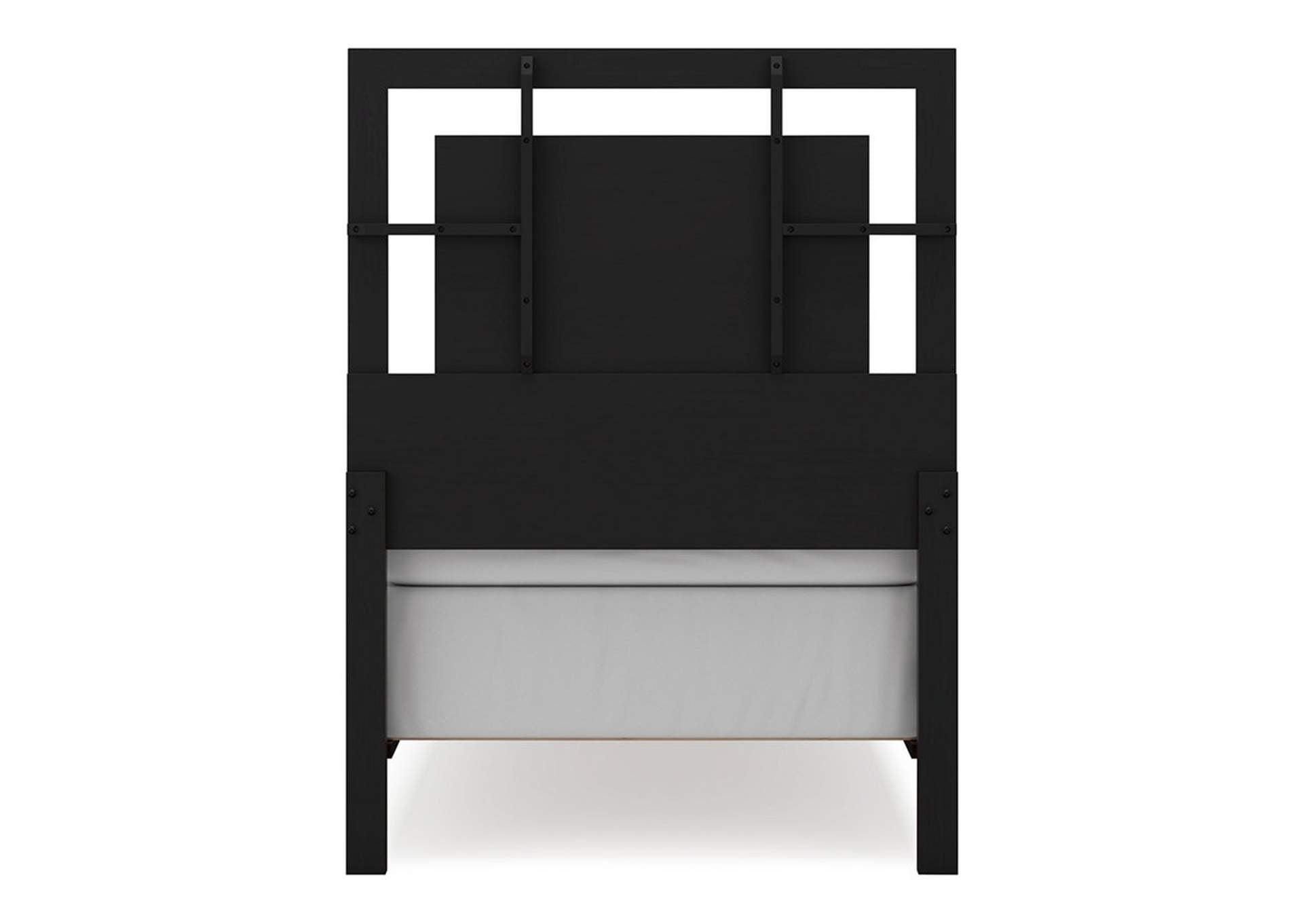 Covetown Twin Panel Bed with Mirrored Dresser, Chest and Nightstand