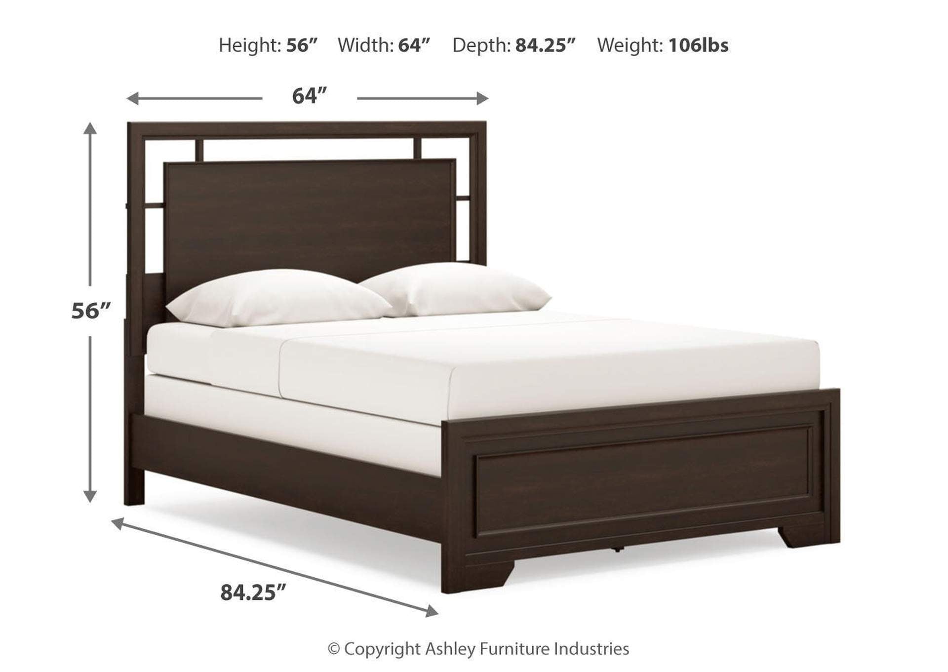 Covetown Queen Panel Bed with Dresser dimensions