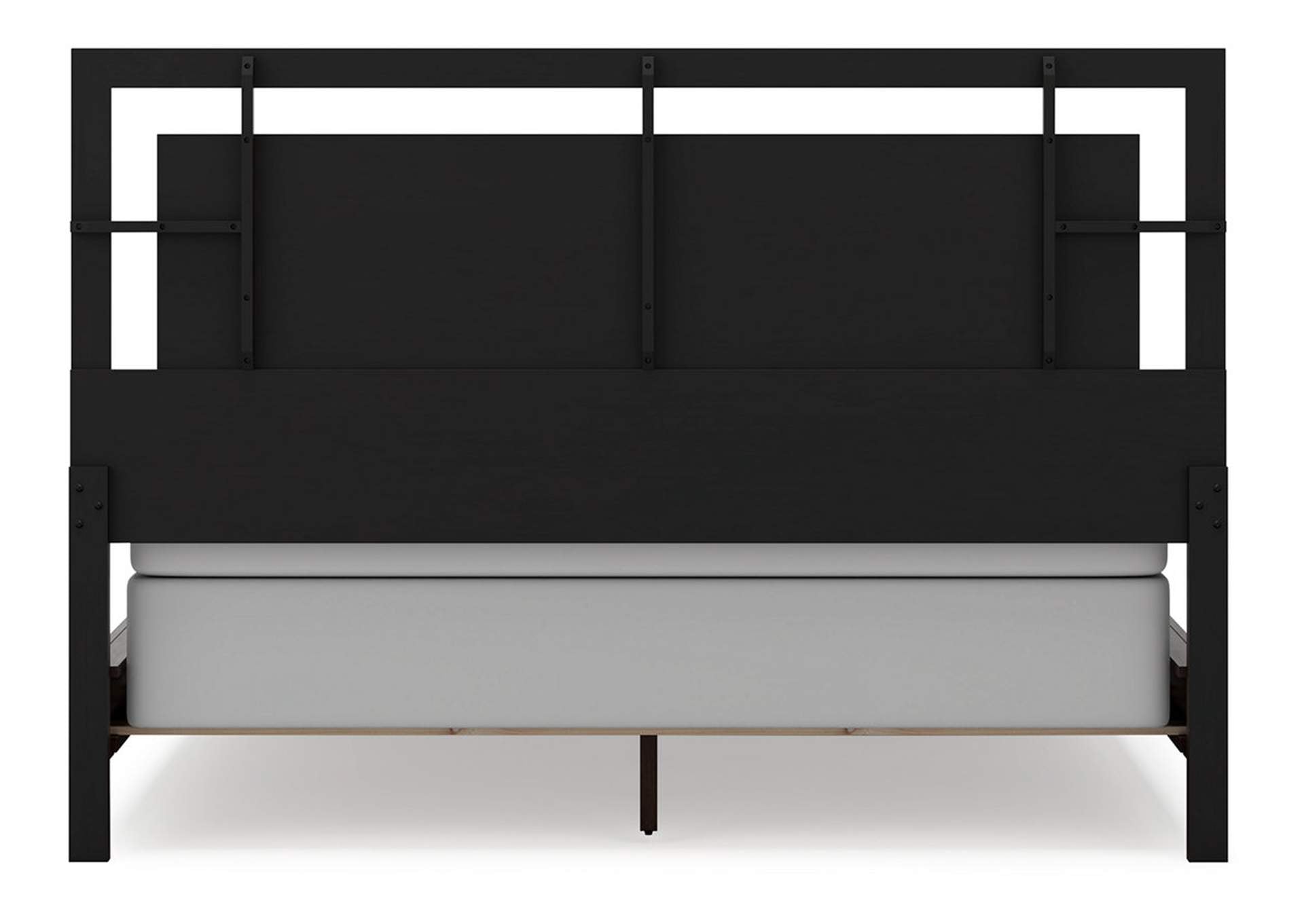 Covetown California King Panel Bed with Mirrored Dresser