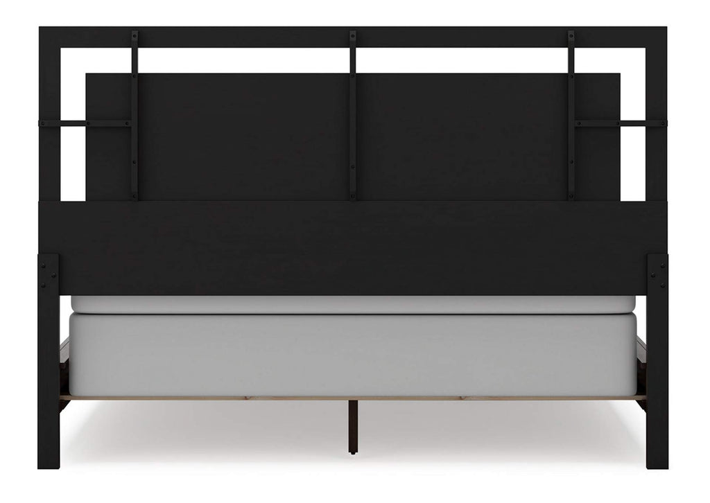 Covetown California King Panel Bed with Mirrored Dresser and Nightstand