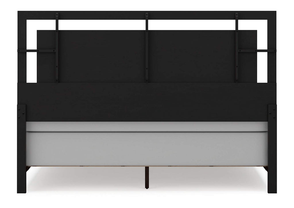 Covetown King Panel Bed with Mirrored Dresser