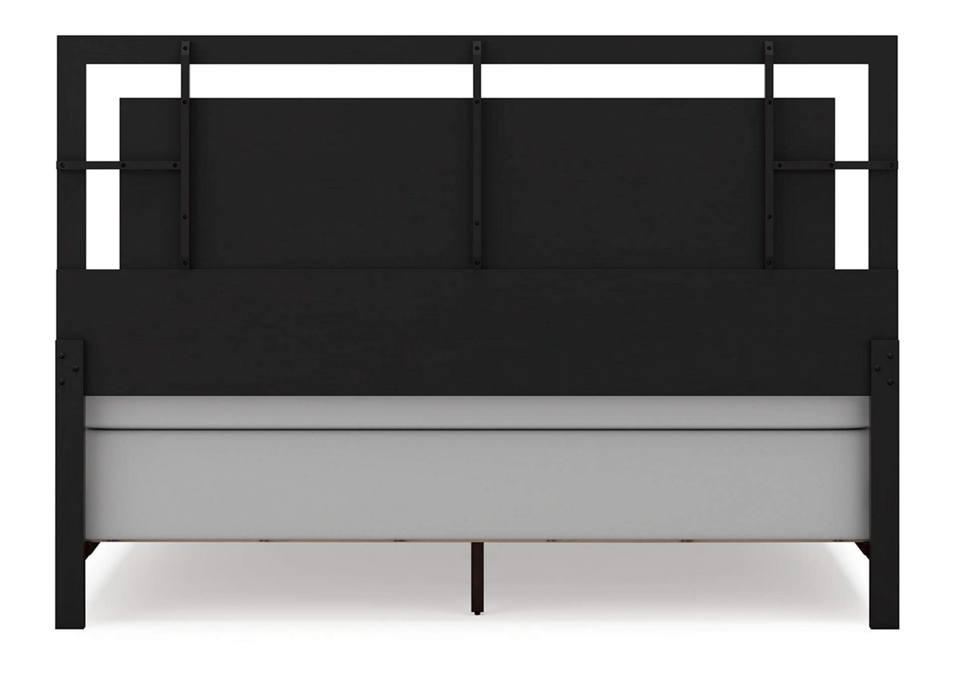 Covetown King Panel Bed with Mirrored Dresser and Nightstand