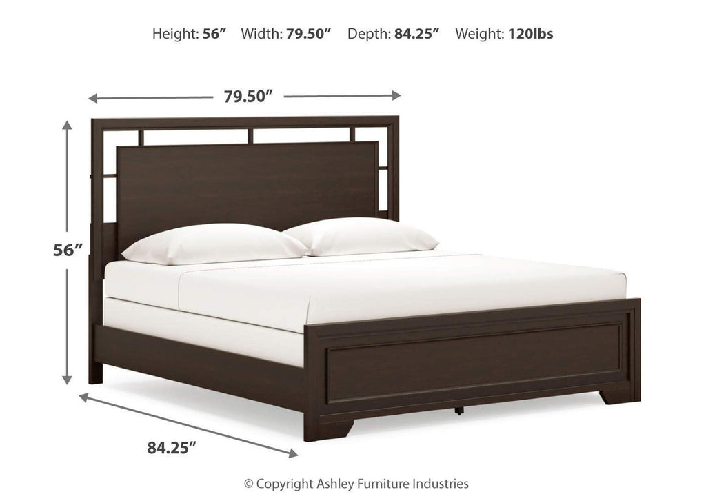 Covetown King Panel Bed with Dresser and Nightstand dimensions