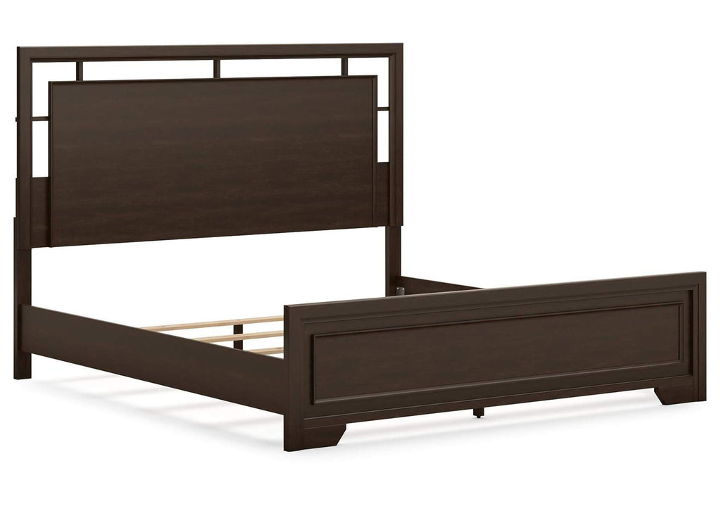 Covetown King Panel Bed, Dresser, Mirror and 2 Nightstands angled view