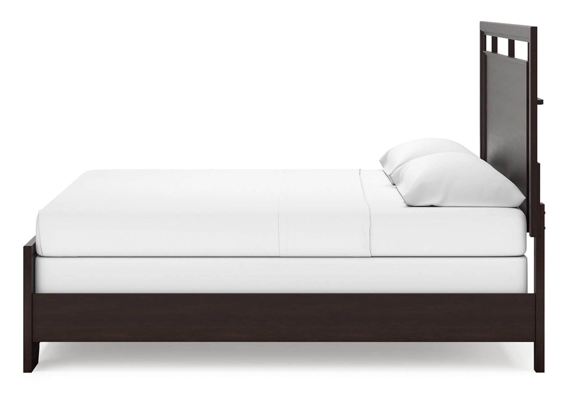 Covetown King Panel Bed with Mirrored Dresser side view