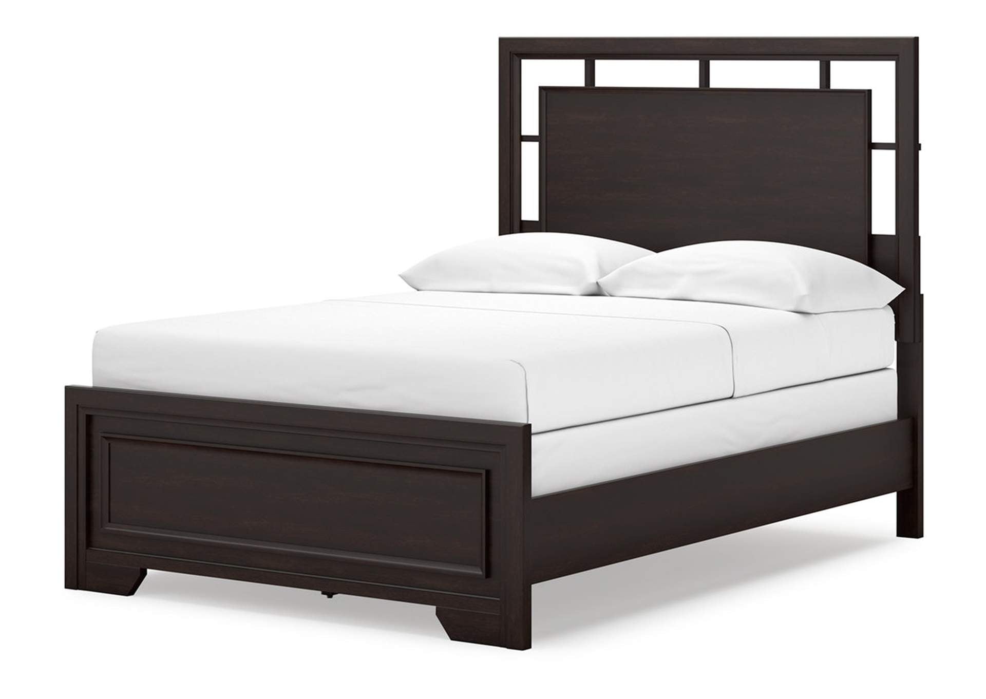 Covetown Full Panel Bed with Mirrored Dresser and Chest angled view