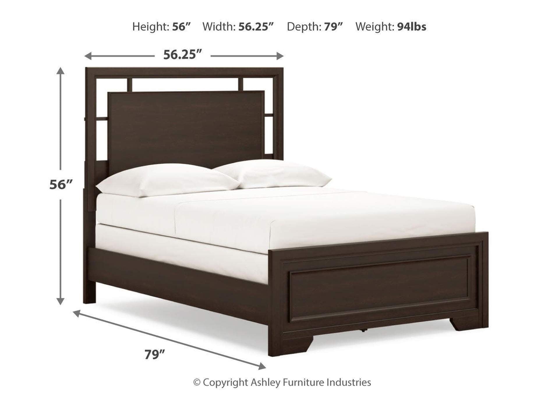 Covetown Full Panel Bed, Dresser and 2 Nightstands dimensions