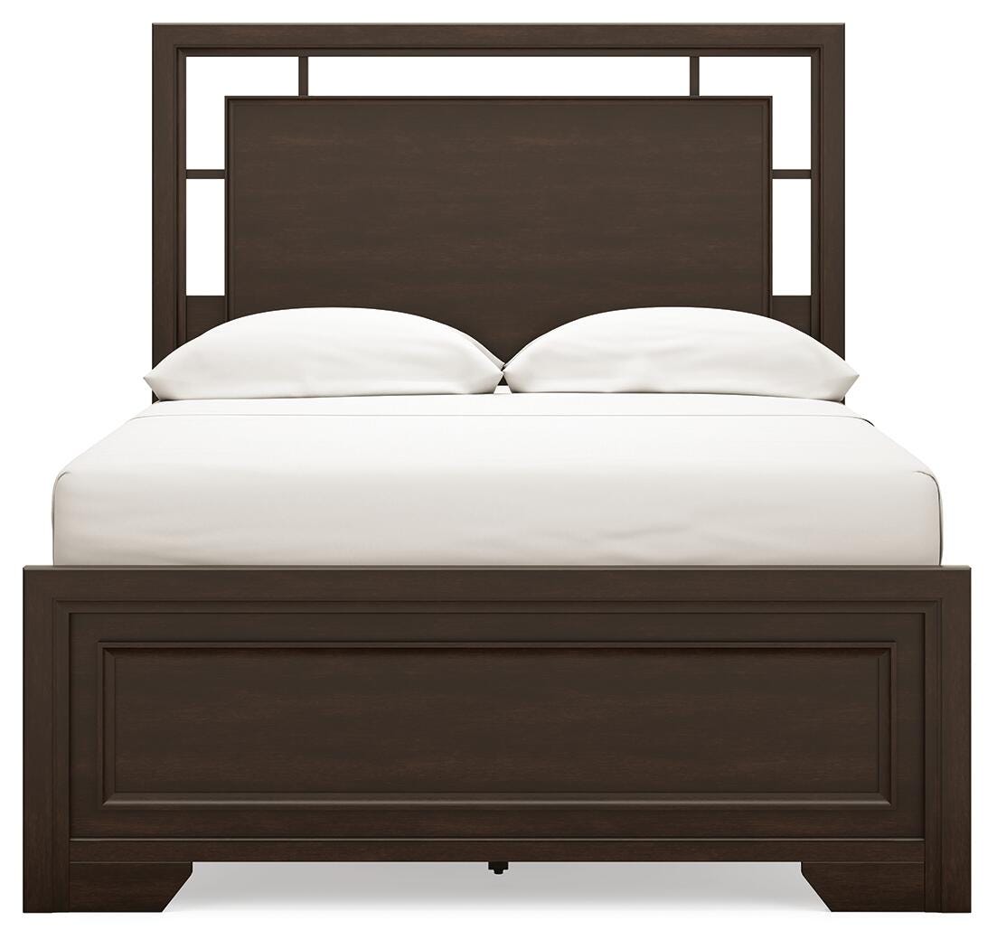 Covetown Full Panel Bed in Dark Brown, front view