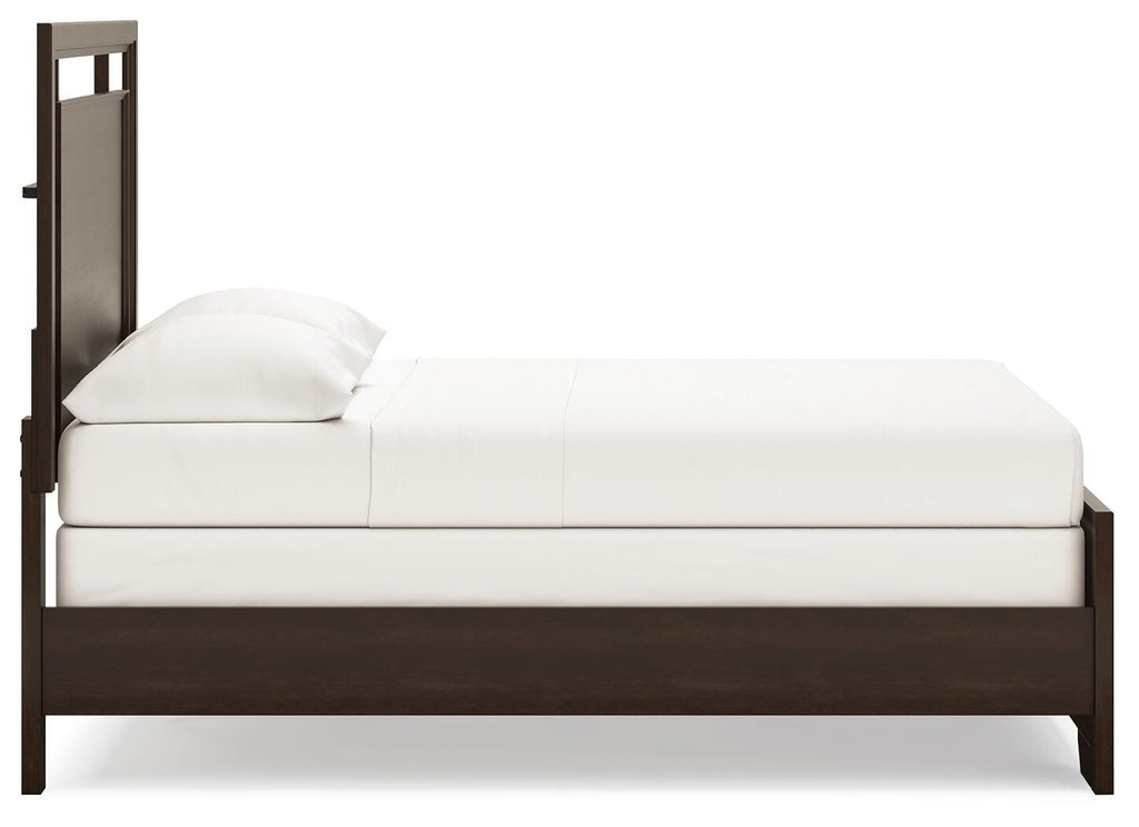 Covetown Full Panel Bed in Dark Brown, side view