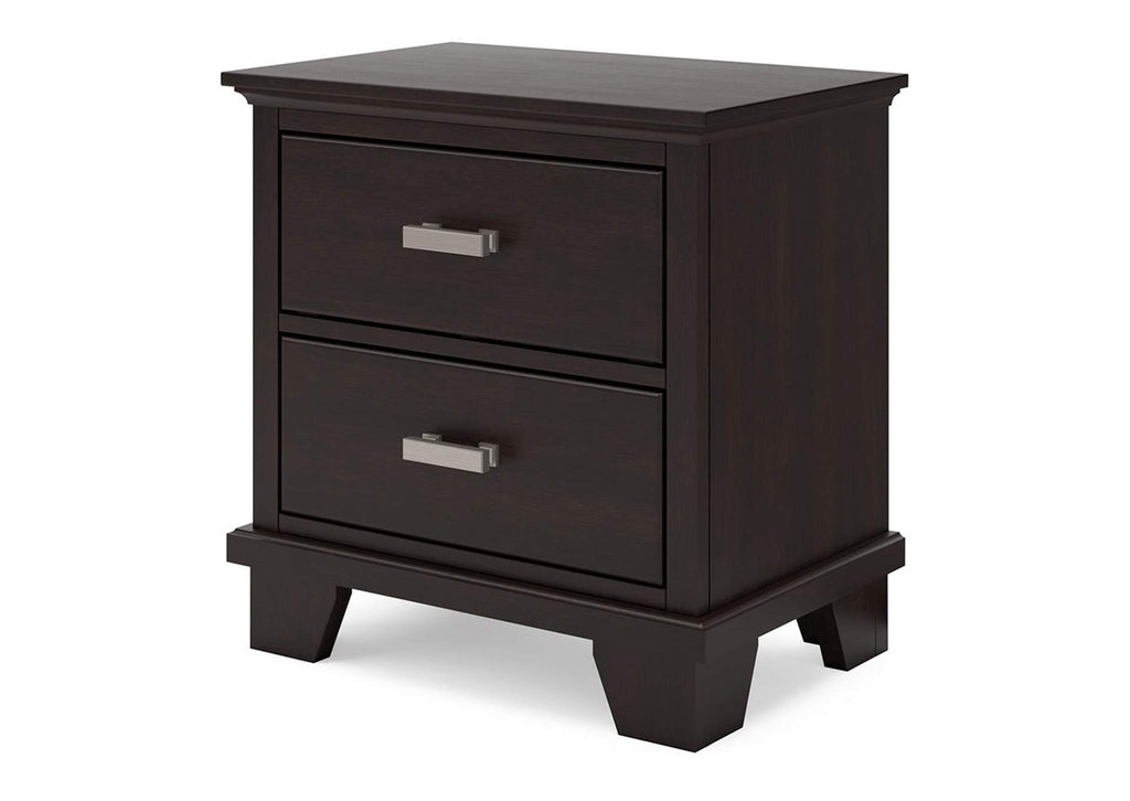 Covetown King Panel Bed with Mirrored Dresser and Nightstand angled view