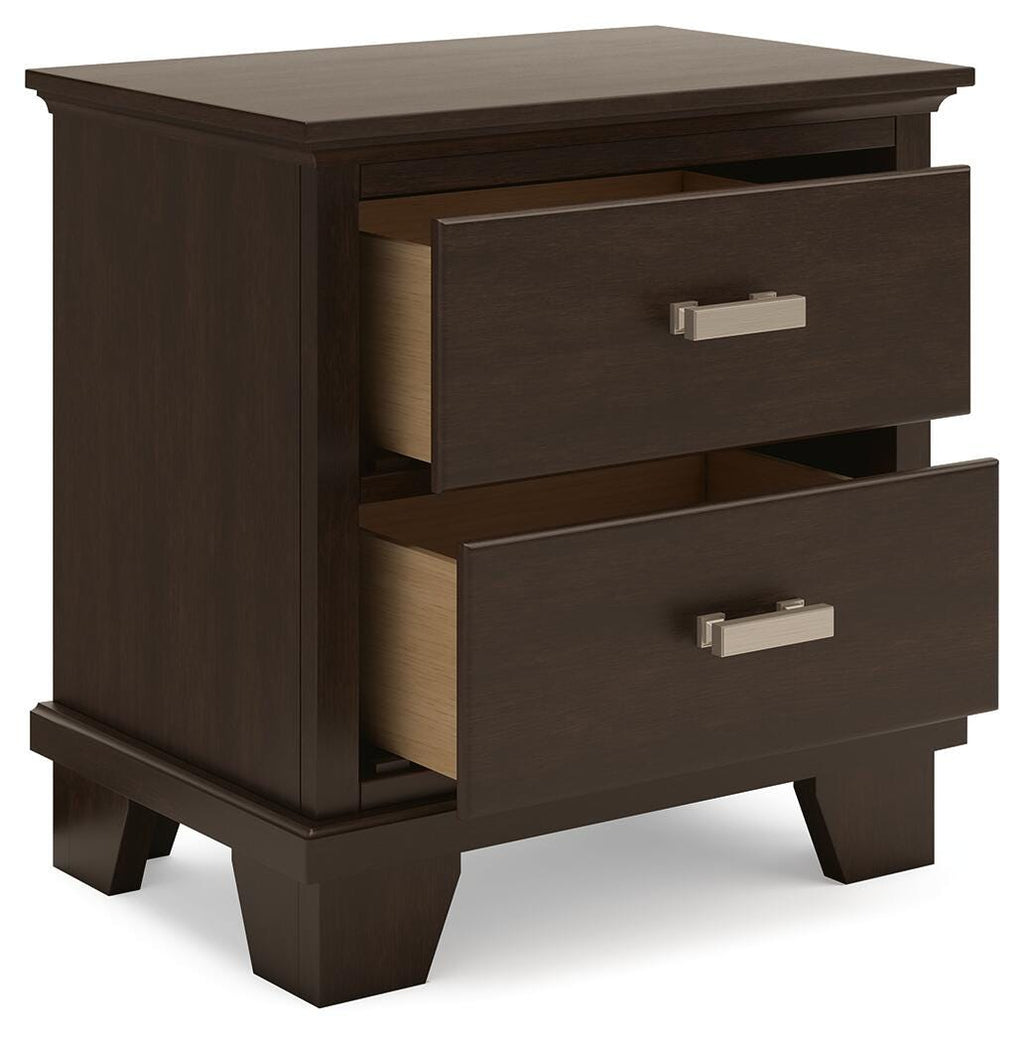 Covetown Nightstand in Dark Brown, open view