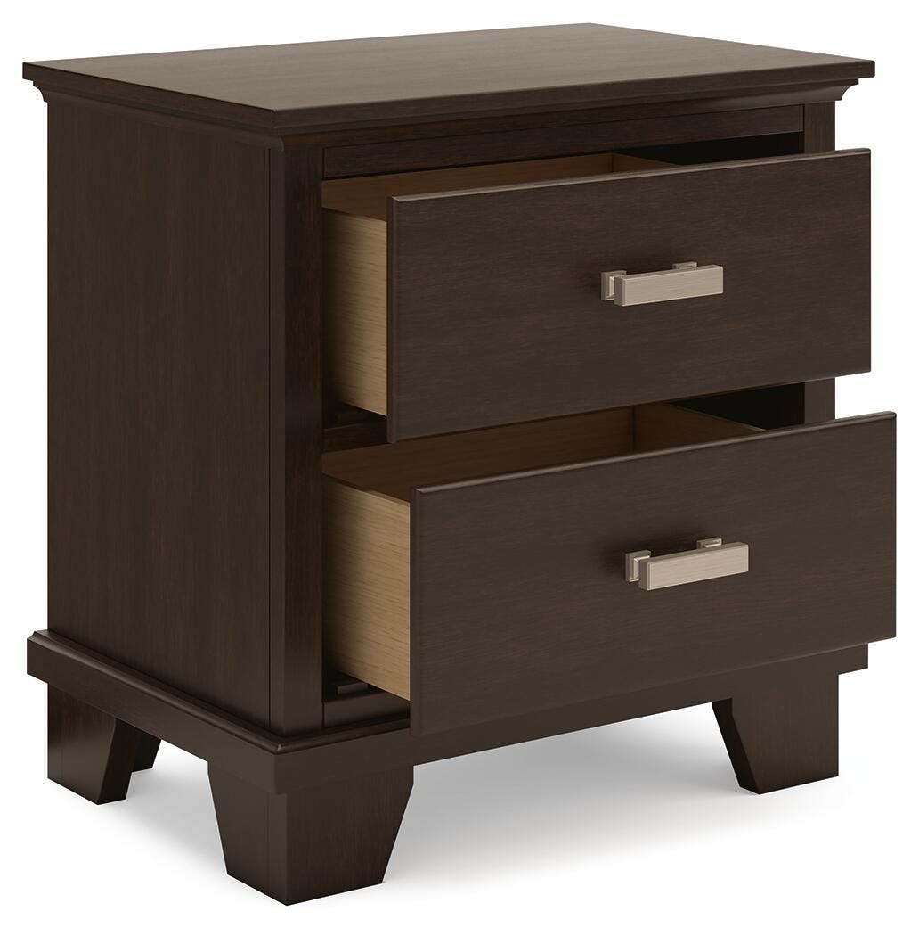 Covetown Nightstand in Dark Brown, open view