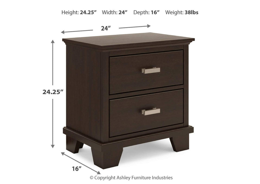 Covetown California King Panel Bed, Dresser, Mirror and 2 Nightstands dimensions
