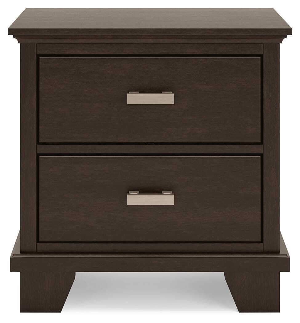 Covetown Nightstand in Dark Brown, front view