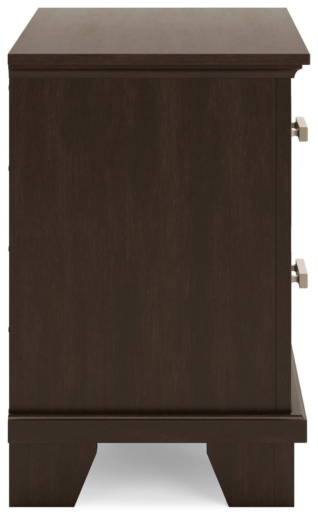 Covetown Nightstand in Dark Brown, side view