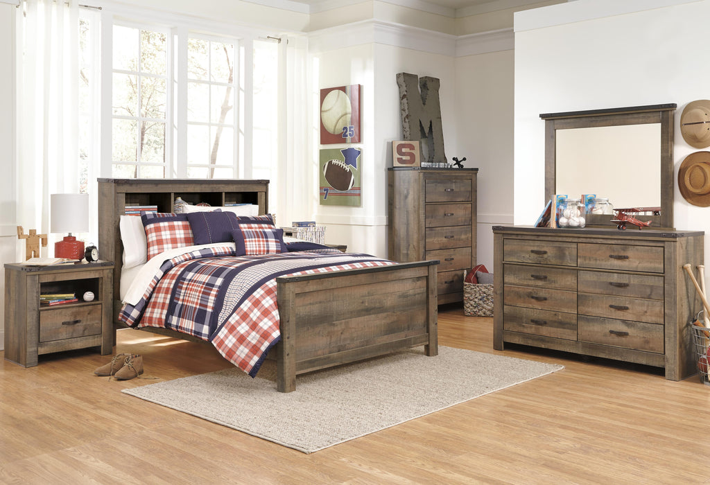 Trinell Full Bookcase Panel Bed in Brown, alternate view 3