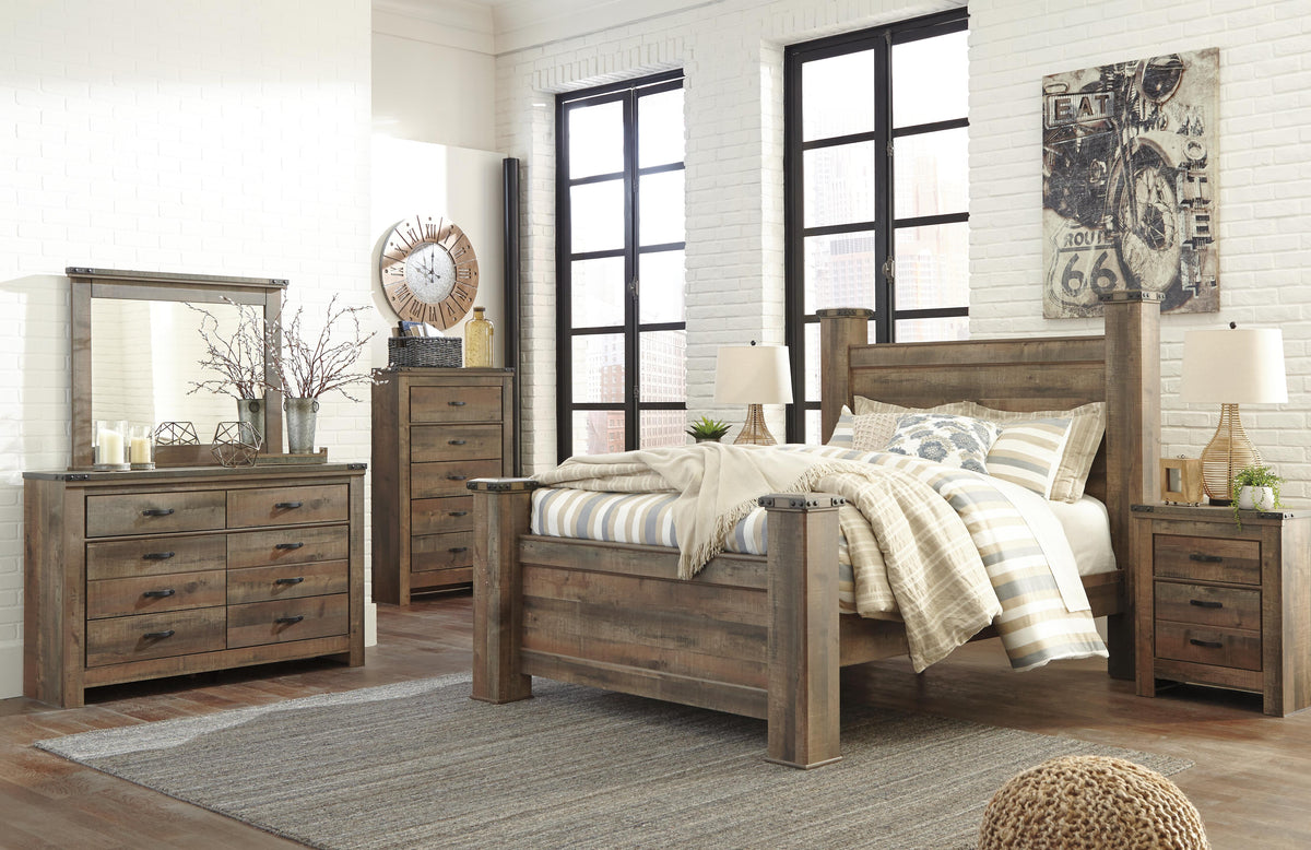 Trinell Queen Poster Bed in Brown, alternate view 6