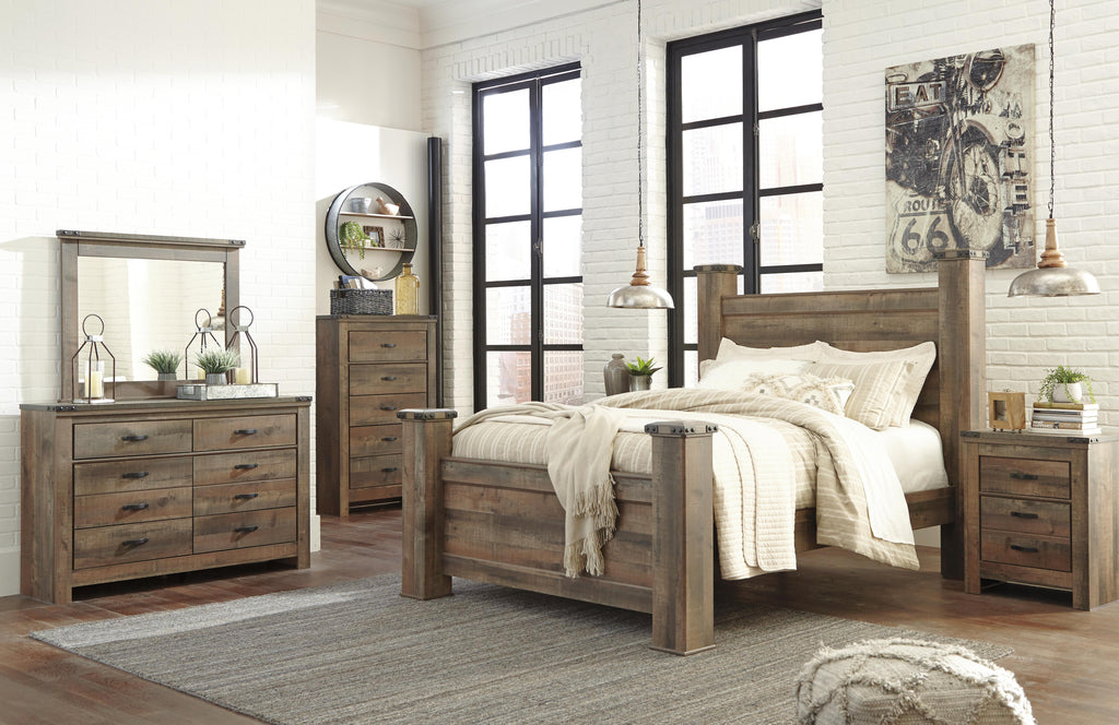 Trinell Queen Poster Bed in Brown, alternate view 4