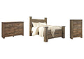 Trinell Queen Poster Bed with Dresser and Chest