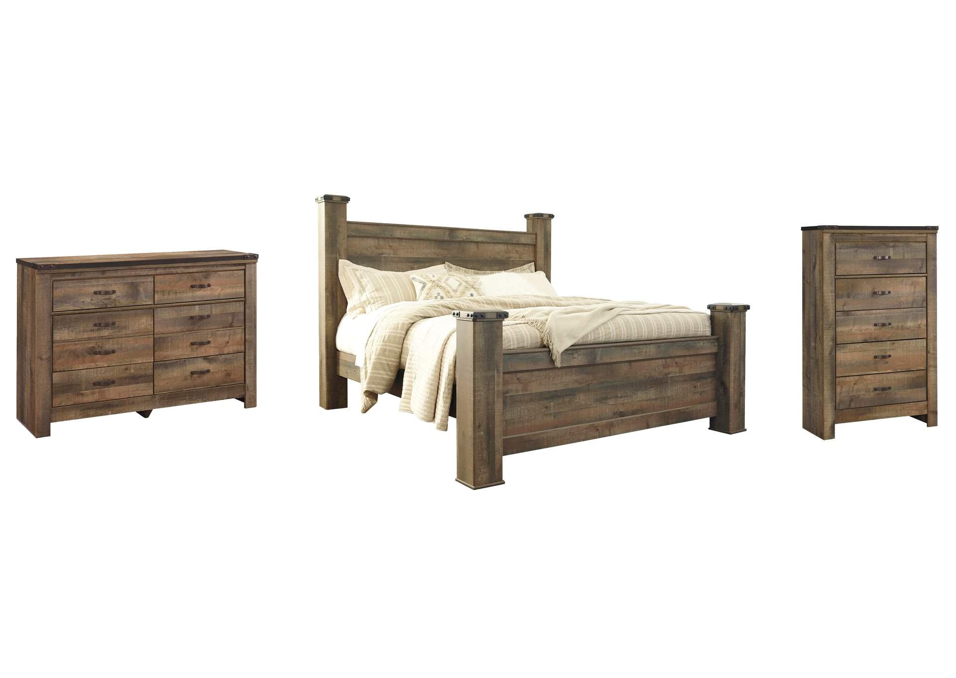 Trinell King Poster Bed with Dresser and Chest