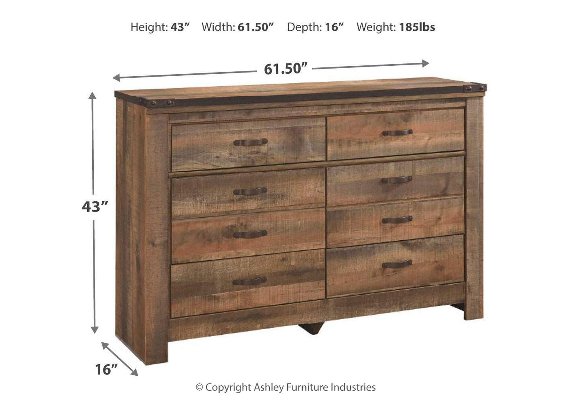 Trinell King Poster Bed with Dresser, Chest and Nightstand dimensions