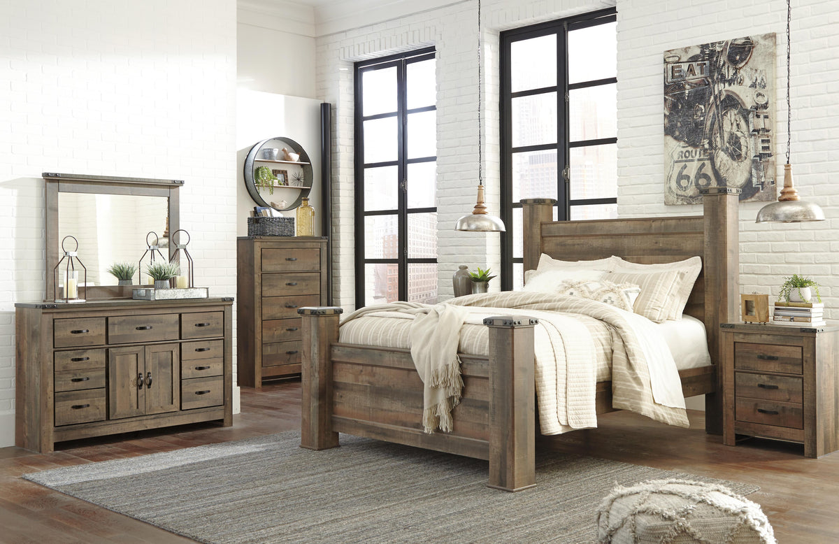 Trinell Queen Poster Bed in Brown, alternate view 5