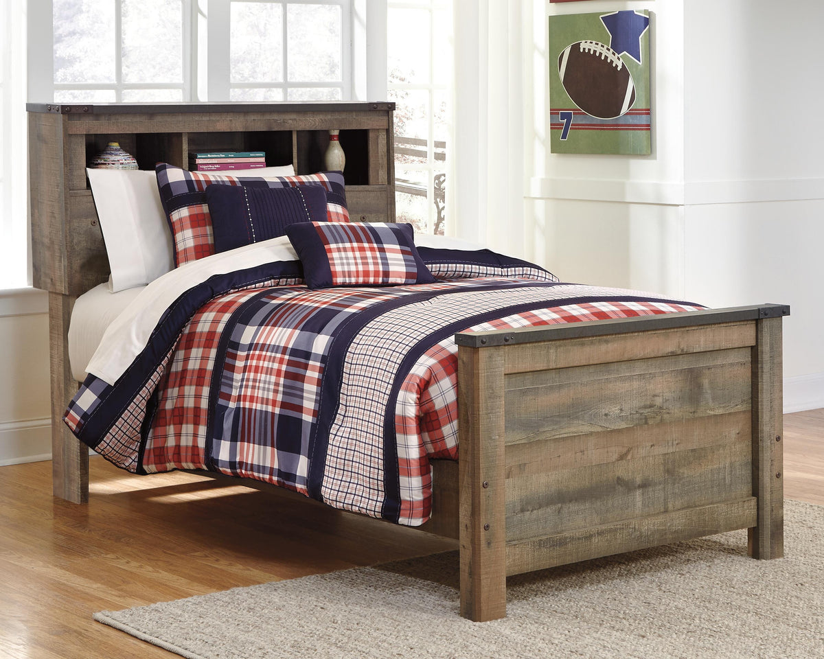 Trinell Twin Bookcase Bed in Brown, lifestyle view