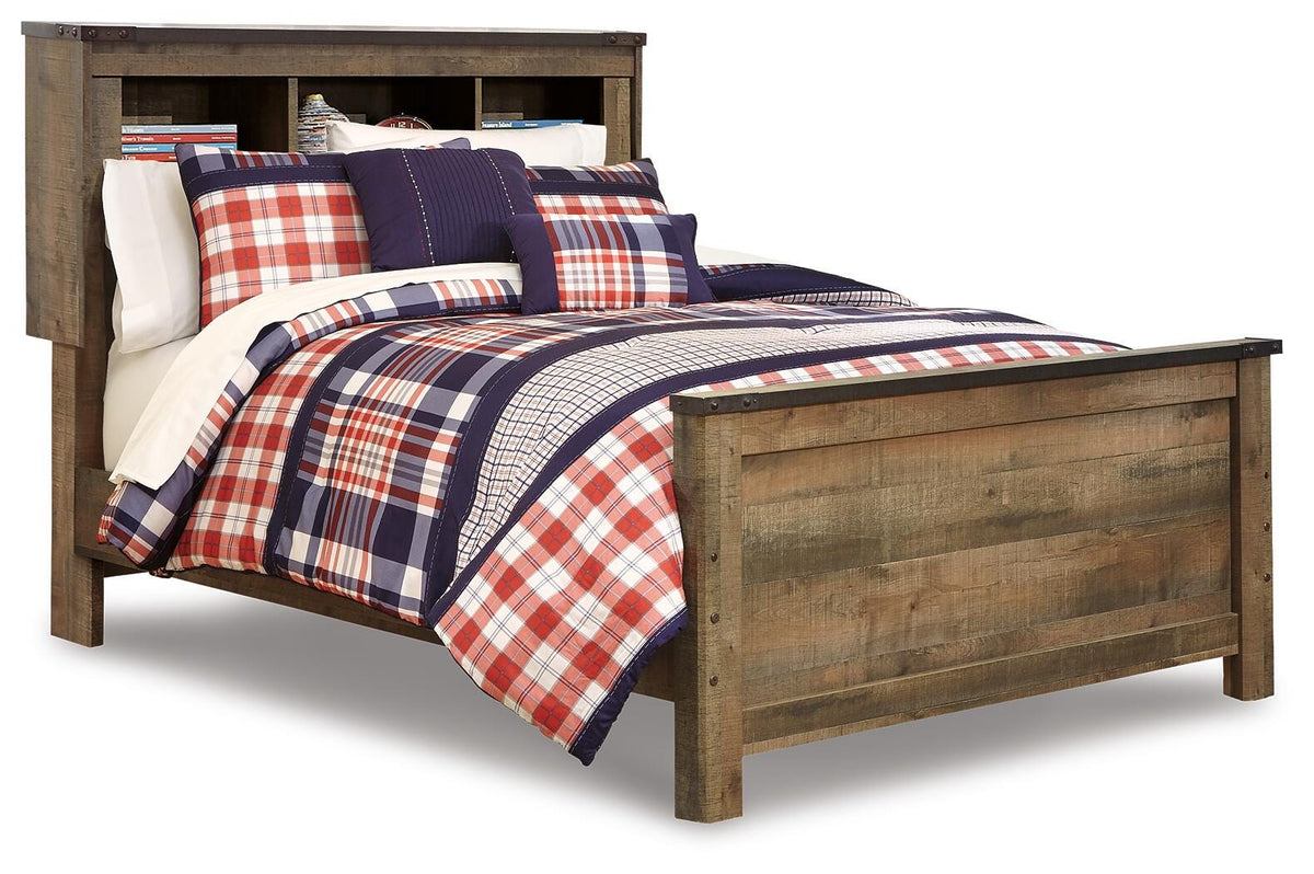 Trinell Full Bookcase Panel Bed in Brown