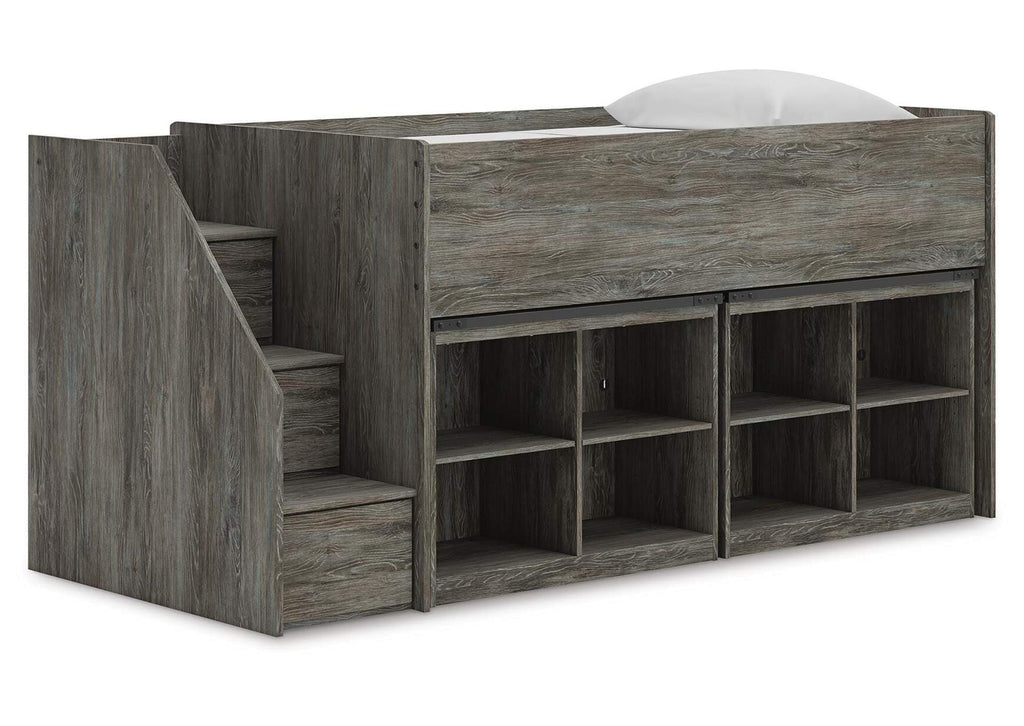 Frandern Twin Loft Bed with Bookcase Storage