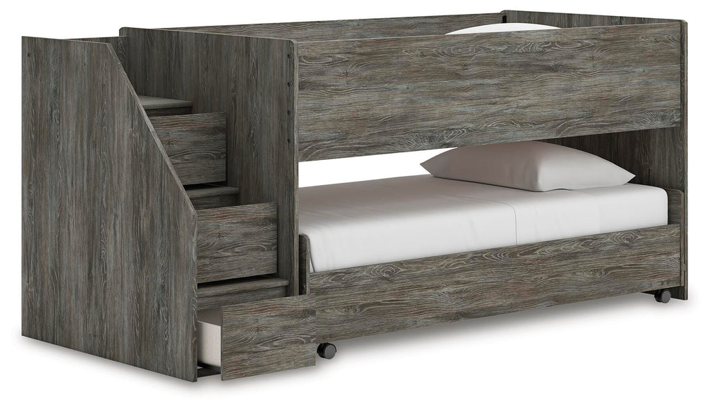 Frandern Twin over Twin Loft Bed in Gray, open view