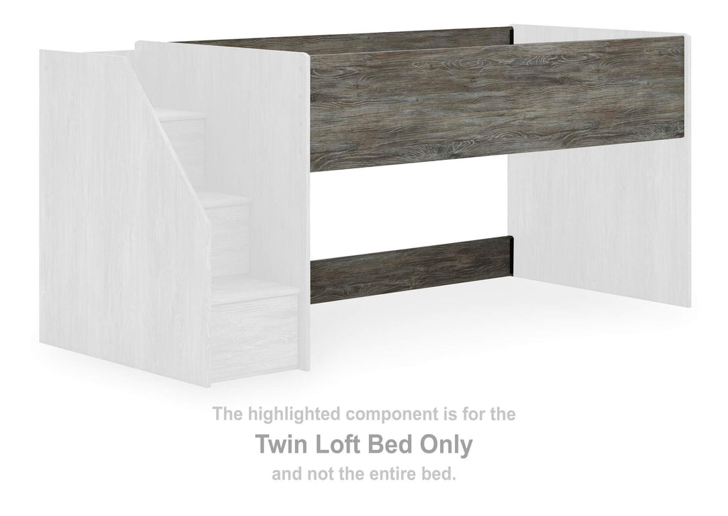Frandern Twin Loft Bed with Bookcase Storage