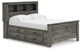 Frandern Full Bookcase Panel Bed with Storage in Gray, angle view