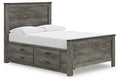 Frandern Full Panel Bed with Storage in Black/Gray, angle view