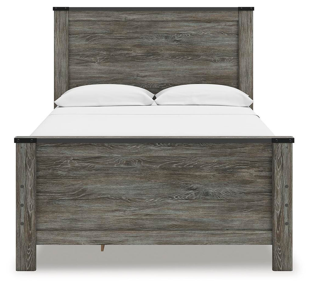 Frandern Full Panel Bed with Storage in Black/Gray, front view