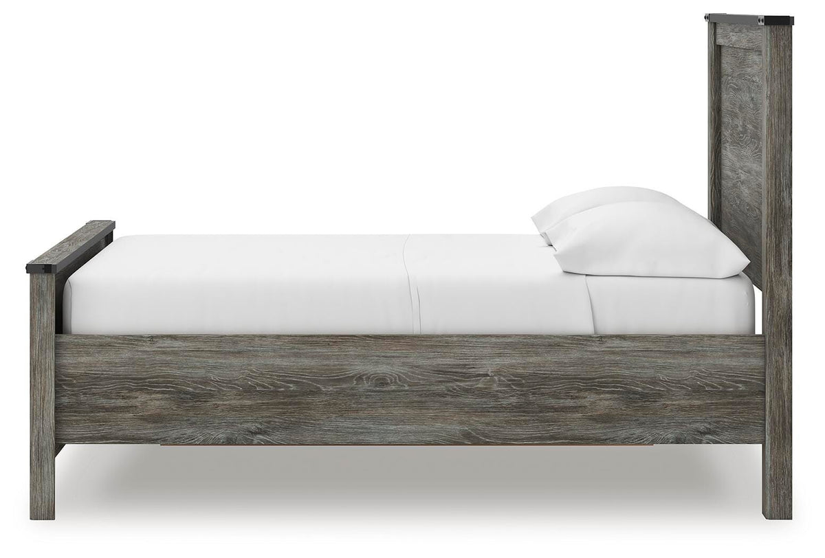 Frandern Full Panel Bed with Storage in Black/Gray, alternate side view