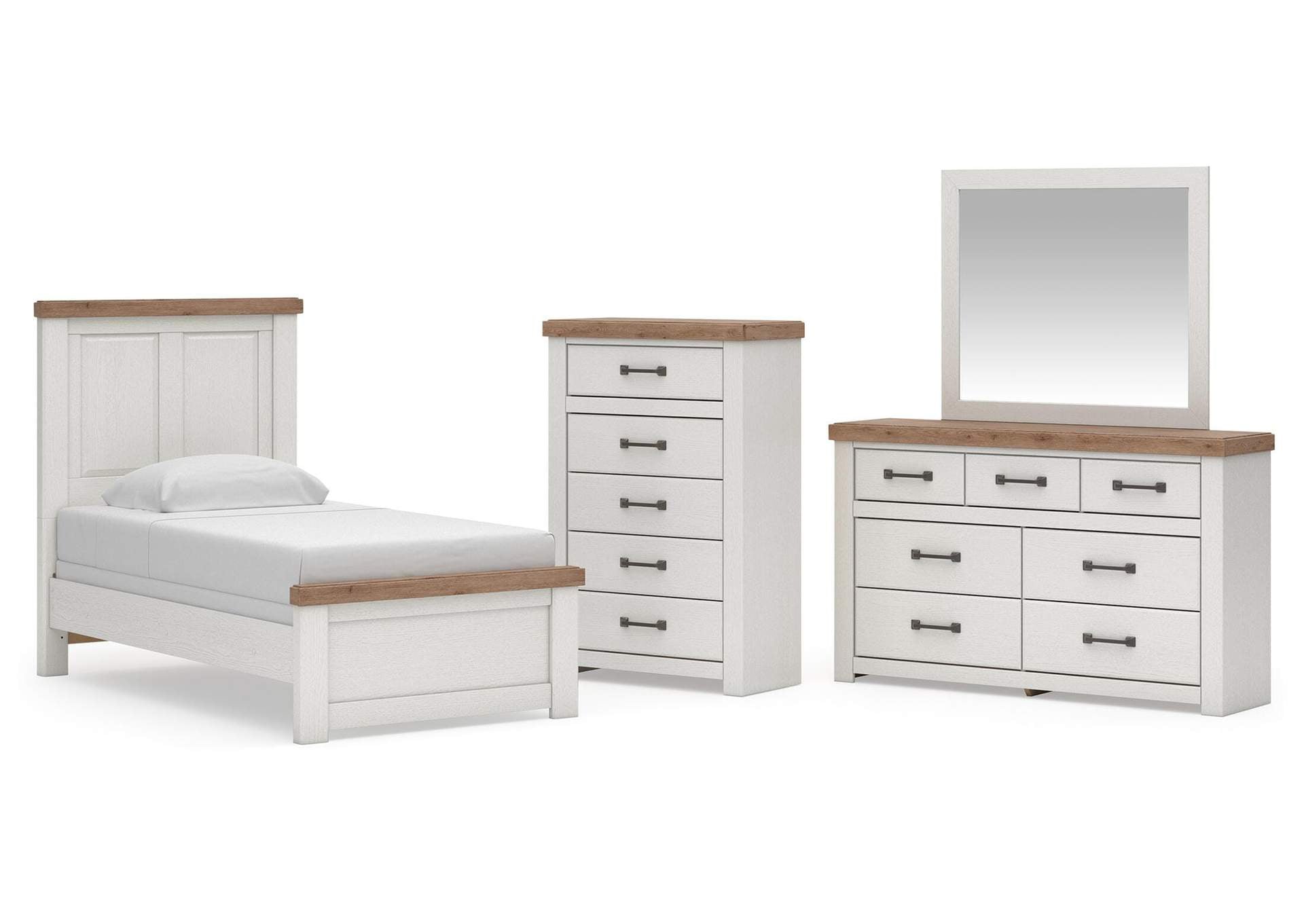 Savonport Twin Panel Bed, Dresser, Mirror and Chest