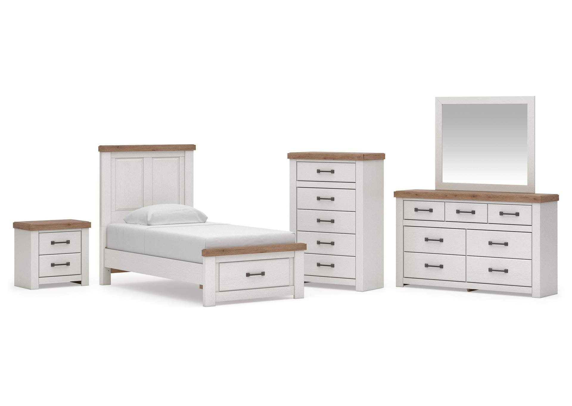 Savonport Twin Panel Storage Bed, Dresser, Mirror, Chest and Nightstand