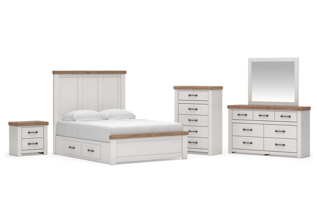 Savonport Queen Panel Bed with Storage, Dresser, Mirror, Chest and Nightstand