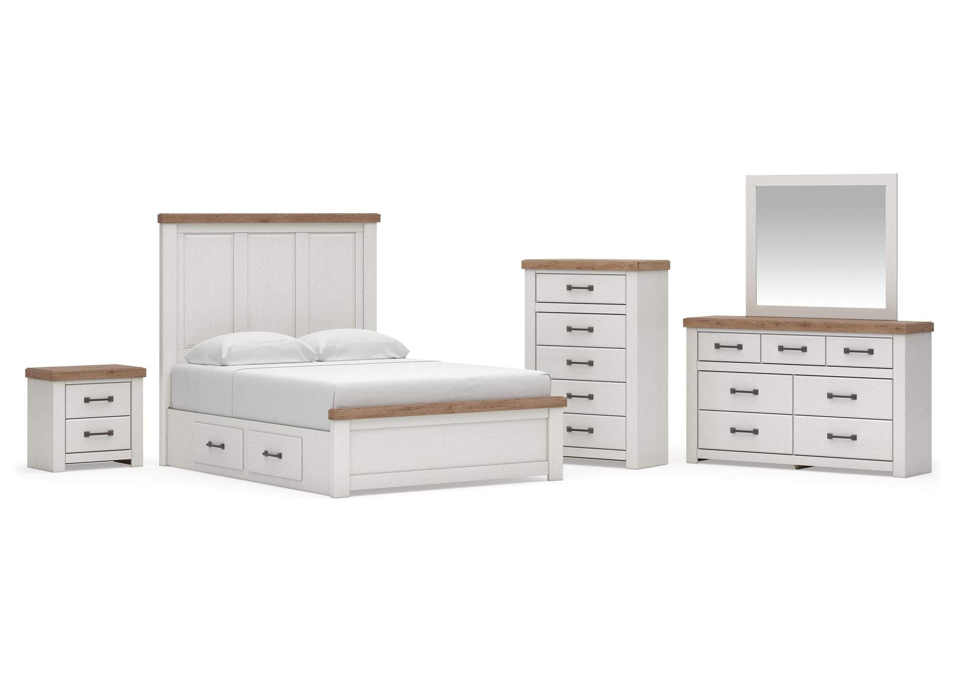 Savonport Queen Panel Bed with Storage, Dresser, Mirror, Chest and Nightstand