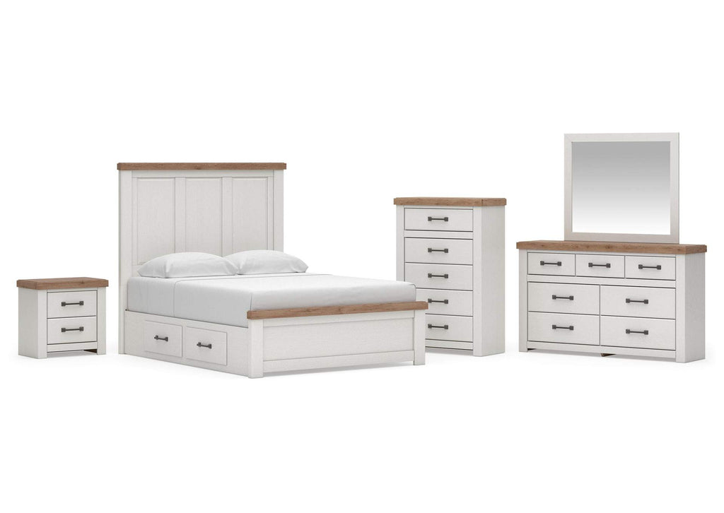 Savonport Queen Panel Bed with Storage, Dresser, Mirror, Chest and Nightstand