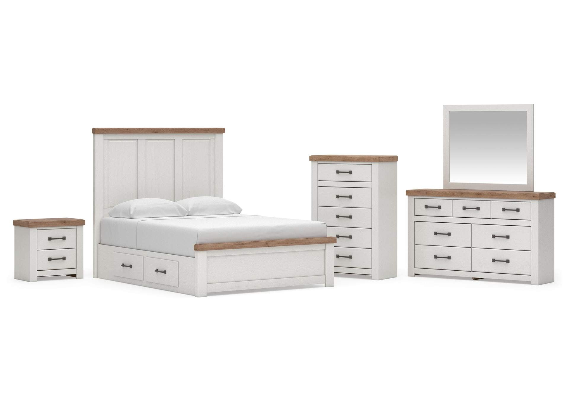 Savonport Queen Panel Bed with Storage, Dresser, Mirror, Chest and Nightstand