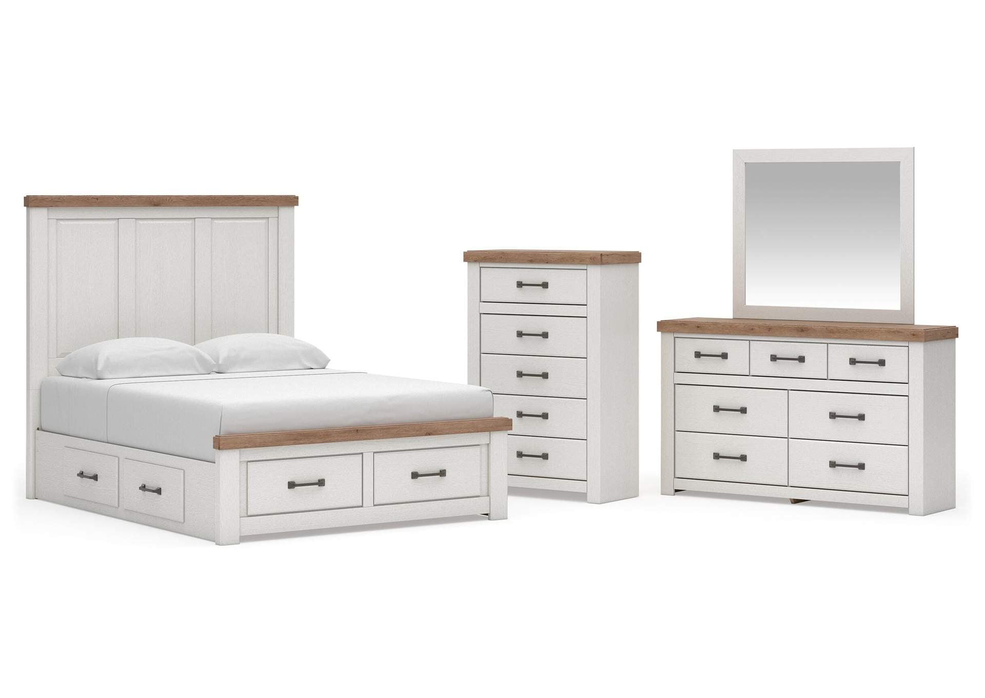 Savonport Queen Panel Storage Bed, Dresser, Mirror and Chest