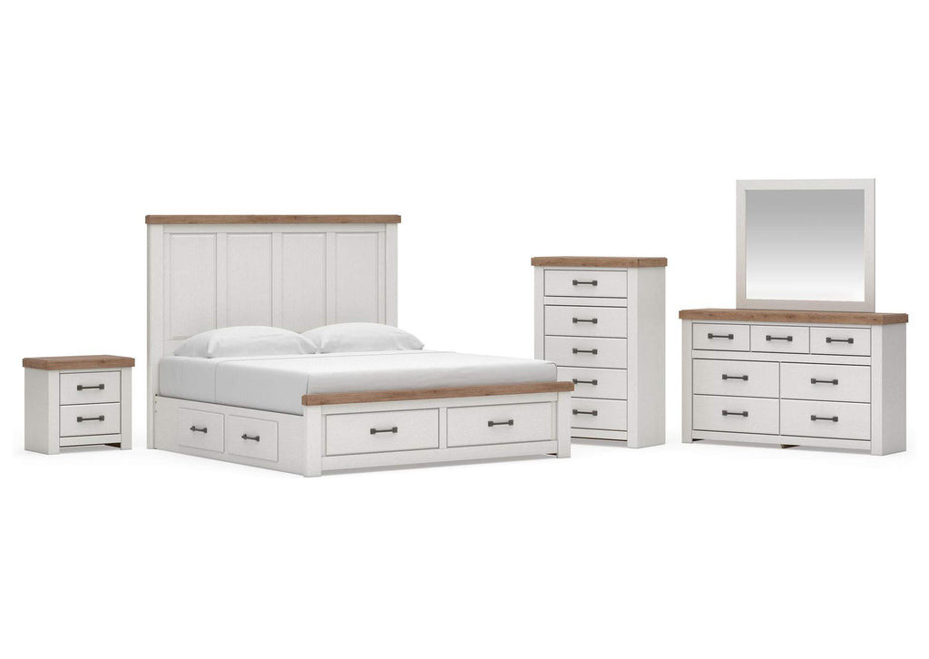 Savonport King Panel Storage Bed, Dresser, Mirror, Chest and Nightstand