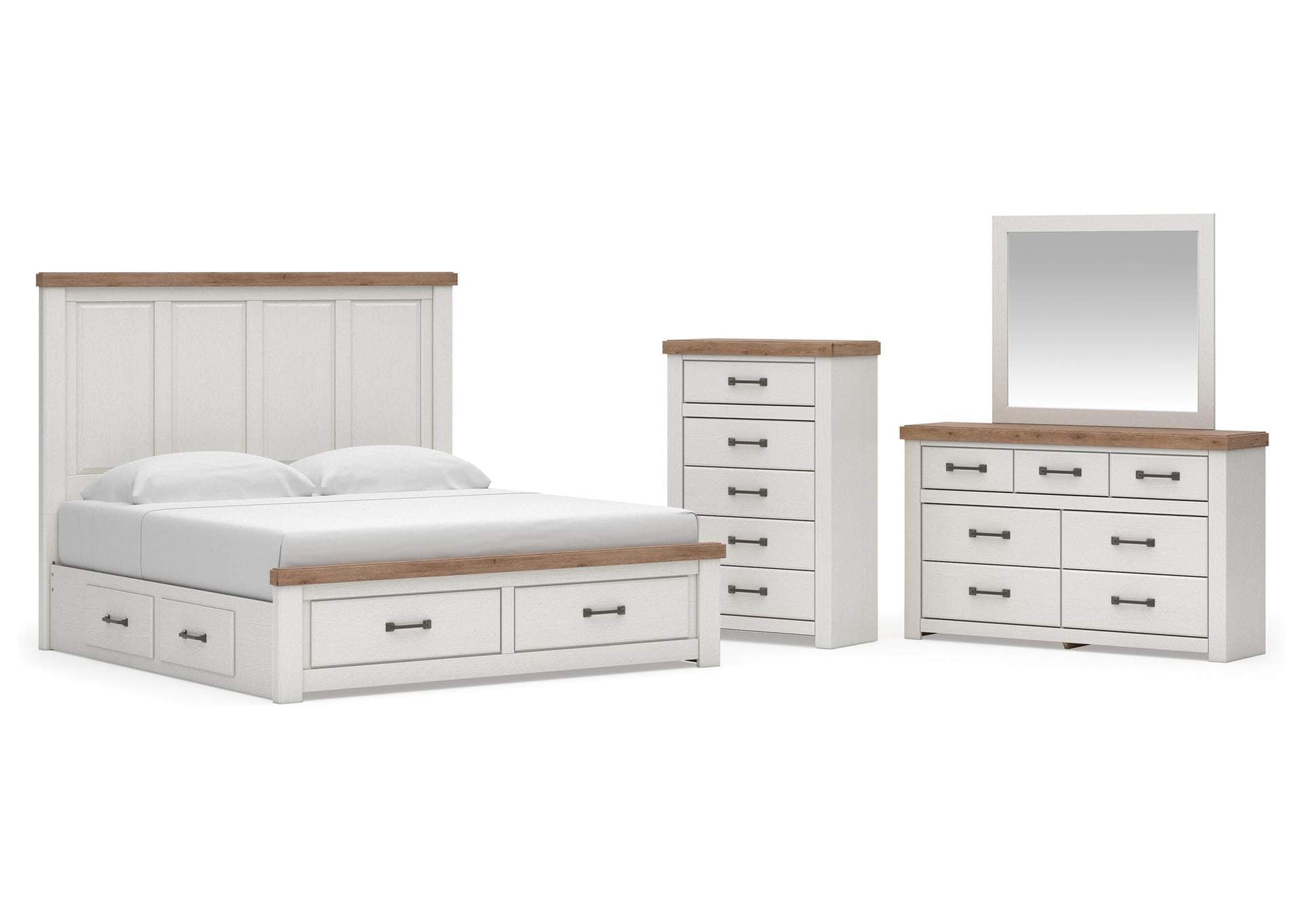 Savonport King Panel Storage Bed, Dresser, Mirror and Chest