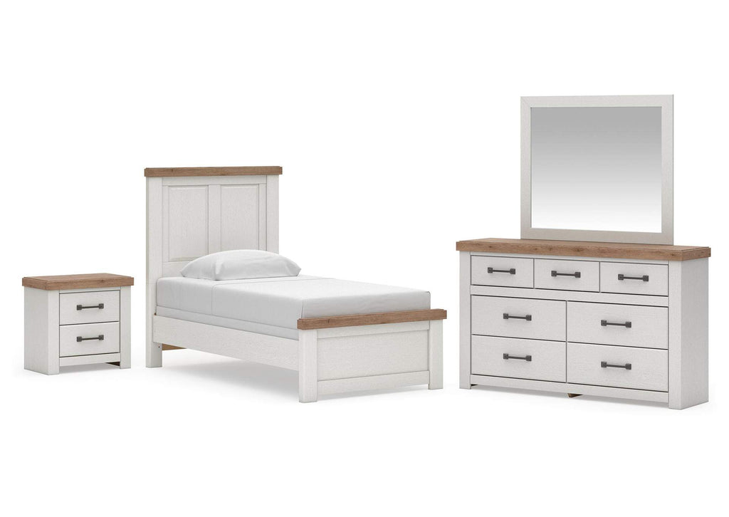 Savonport Twin Panel Bed. Dresser, Mirror and Nightstand