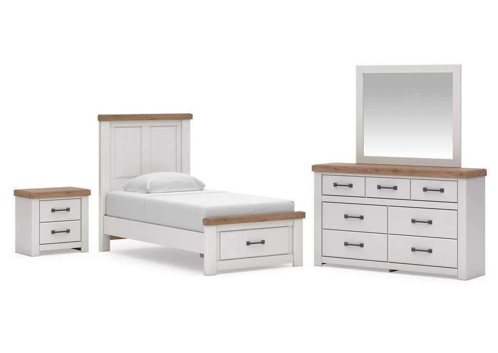 Savonport Twin Panel Storage Bed. Dresser, Mirror and Nightstand